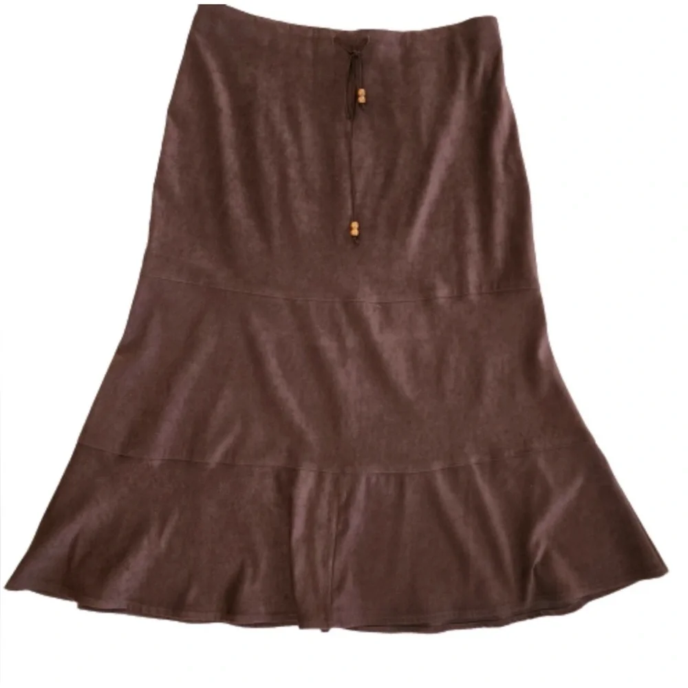 Bohemian Dressbarn USA Coastal Cowgirl Long Chocolate Drawstring Skirt